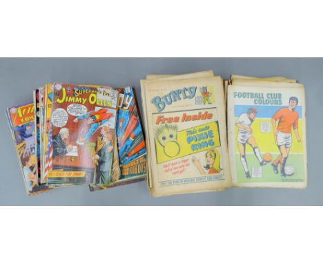 A collection of vintage comics including Bunty, Judy and Superman etc.