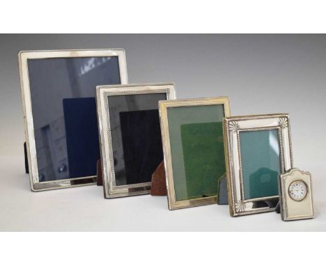 Large Elizabeth II silver mounted easel photograph frame, Sheffield 1992, sponsor's mark for Carr's of Sheffield Ltd, togethe