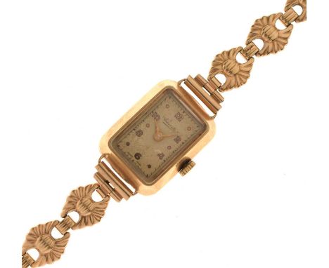 Everite - Lady's vintage 9ct gold cocktail watch, the silvered dial with Arabic and dot hour markers, signed calibre 790 15 j