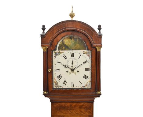 Early 19th century mahogany cased 8-day longcase clock - anonymous, the 12-inch break-arched Roman dial with seconds subsidia