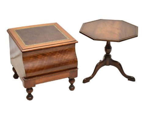 Victorian commode stool (converted), insert with brown leatherette top with tooled gilt border, 46cm x 42cm x 42cm high, toge