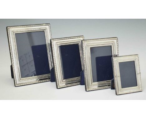 Graduated set of four Elizabeth II silver mounted easel photograph frames, Sheffield, 1996, sponsor's mark for Carr's of Shef