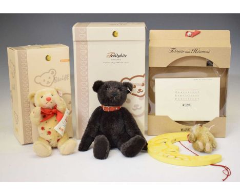 Steiff - Limited edition boxed 'Ours Teddy' black bear (038150), 29.5cm high, together with a boxed 'Summer 2007 'bear (65650