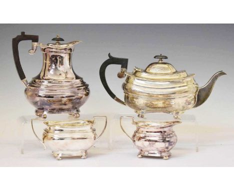 Matched 20th century four-piece silver tea service, comprising a George V teapot, Sheffield 1912, Fordham &amp; Faukner, 732g