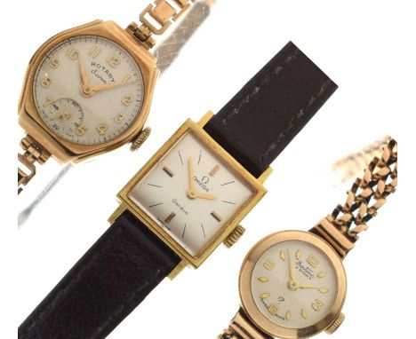 Lady's 9ct Bentima bracelet watch, the silvered dial with applied diamond-shaped and Arabic hour markers, 18mm diameter (ex.c