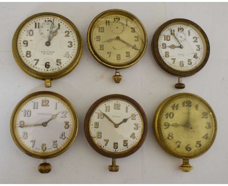 Early 20th century Waltham 8 day dashboard clock, the white dial with filled Arabic hour markers, seconds subsidiary and cath
