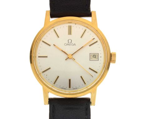 Omega - Gentleman's gold plated and stainless steel cased wristwatch, ref. 1360104, the silvered dial with gilt baton hour ma