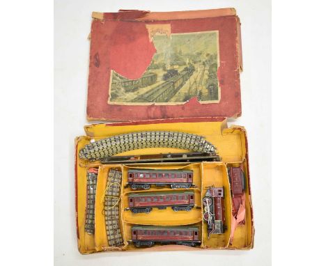 Marklin - Early 20th century trainset comprising locomotive, tender, carriages and Hornby Dublo track, boxed, Sold as seen, c