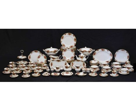 Extensive collection of Royal Albert 'Old Country Roses' dinner and teawares to include; large and small teapots, eleven teac