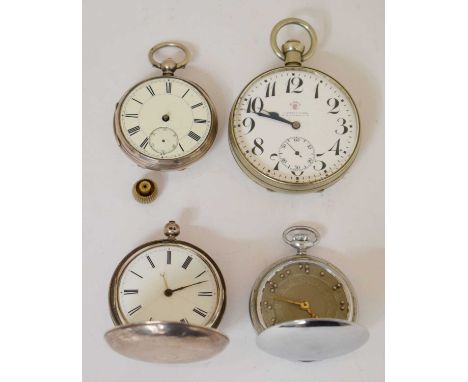 Early Victorian silver full hunter pocket watch, the white enamel Roman dial with gilt hands, London, 1843, key wind movement