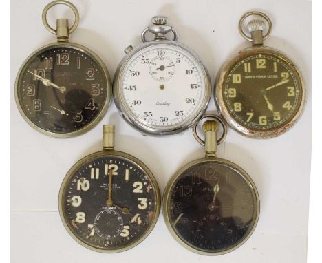 Military issue Thomas Armstrong &amp; Bros. Mark II pocket watch, the black dial with Arabic hour markers, seconds subsidiary