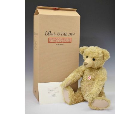 Steiff - 'Baerle 43 PAB 1904' golden mohair teddy bear, 02011, 58cm high (standing), with tag, certificate, box and outer box