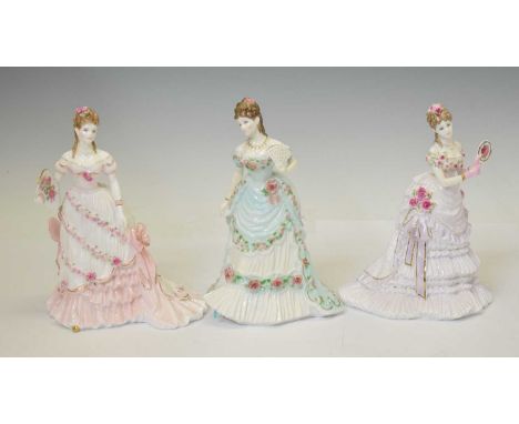 Royal Worcester - Three Splendour at Court porcelain figures, sculpted by John Bromley comprising; 'A Royal Presentation' (88