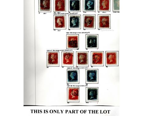 GB 1854-1879 An original offering of line engraved issues, used 1d red &amp; 2d blue issues on 2 Davo album pages with hingel