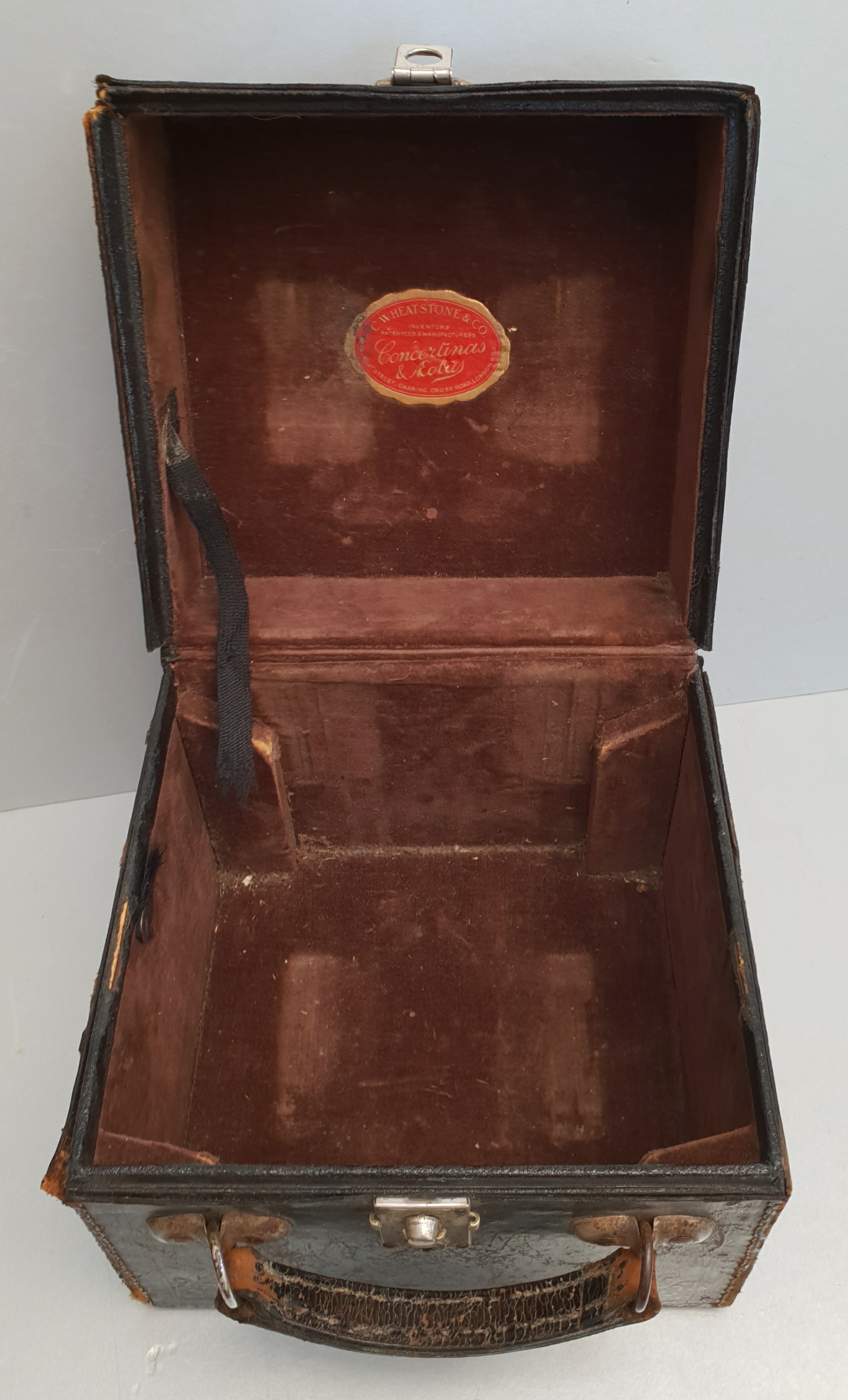 Vintage Leather Concertina Box Case by C. Wheatstone & Co. London WC2