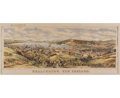 New Zealand.- Cockerell (E. A) - Wellington, New Zealand, Panorama of city and harbour, title at bottom,   colour lithograph,