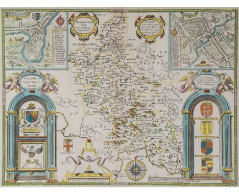 Buckinghamshire.- Speed (John) - Buckingham Both Shyre and Shire towne describ.  engraved map with hand colouring, inset plan