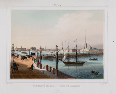 Daziaro (J.) Publisher. - A group of 4 views of St Petersburg, including Pont de Troizkoi, Place de l'Amirauté, Monument de P
