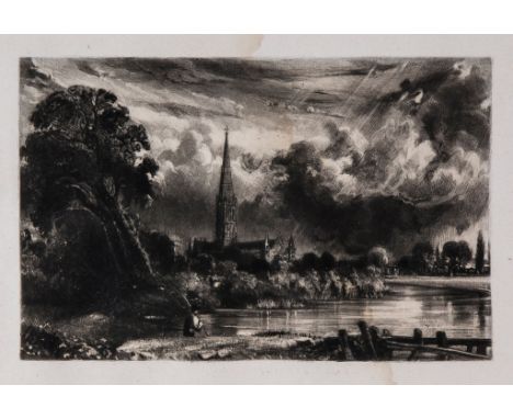 Lucas (David) - Noon; A Seabeach, with 2 unlettered proofs of   Salisbury Cathedral   and   A Dell, Helmingham Park  , after 
