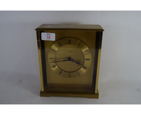 MANTEL CLOCK BY ANGELUS ELECTRONICS IN HEAVY BRASS CASE