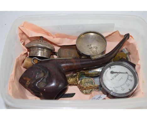BOX CONTAINING VARIOUS GAUGES, PIPE ETC