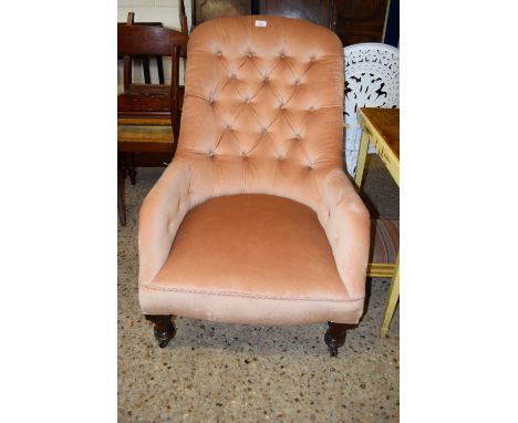 VICTORIAN BUTTON BACK NURSING CHAIR, WIDTH APPROX 63CM MAX