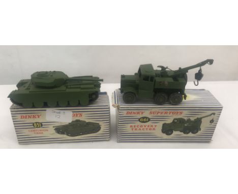 Two boxed Dinky Supertoys military vehicles; Centurian Tank 651 and Recovery Tractor 661