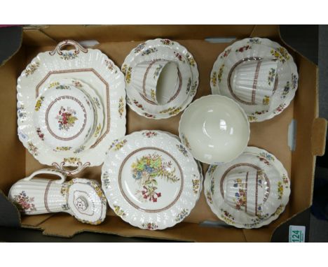 Spode Orsalie patterned tea ware including sandwich plate, trio's side plates etc 