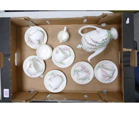 Royal Doulon Bell Heather coffee set to include coffee pot, sugar bowl, cream jug and 6 cups &amp; saucers 