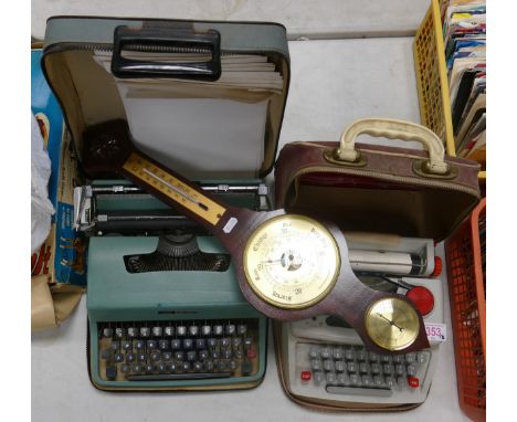 Two Manual Vintage Typewriters &amp; Wooden Barometer (3) 