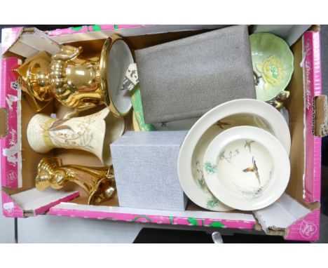 A mixed collection of items to include Cased cutlery, Royal Doulton The Coppice patterned dinner ware, Royal Winton Gold Effe