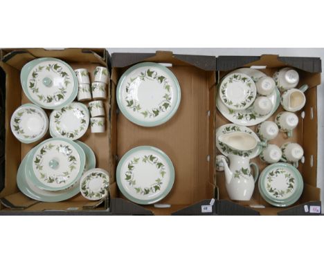 Wedgwood Hereford tea and dinner ware to inlcude dinner plates, lidded tureens, coffee pot, cups &amp; saucers etc ( 3 trays)