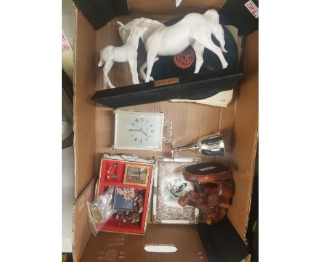 A mixed collection of items to include ceramic jewellery box (a/f) and contents, beswick spirit of affection, vintage white m