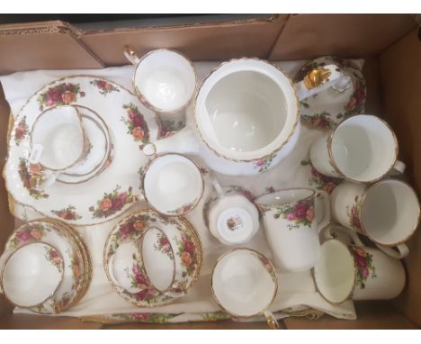 Royal Albert Old Country Roses Pattern to include Teapot, 6 cups &amp; saucers, cake plate, milk &amp; Sugar, 4 mugs &amp; OC