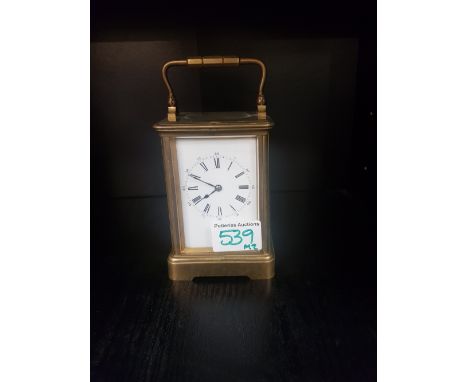 French made brass and Bevelled glass carriage clock 