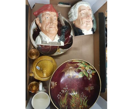 Mixed Collection of ceramic items to include Large Character Jugs 'Blacksmith D6571' and 'The Lawyer D6498', Carltonware Roug