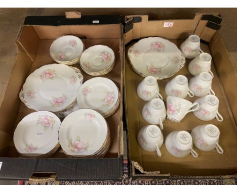 Royal Stuart tea ware items to include 6 Cake plates, 23 side plates, 11 cups &amp; 12 saucers (2 trays) 