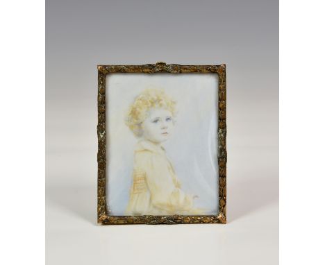 A 1920s-30s portrait miniature of a young girl, believed Vivien Mary Spence, signed 'Forward', watercolour on ivory, 3 5/8in.