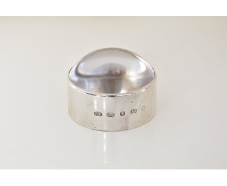 A silver mounted desk top magnifying paperweight, Harrison Brothers & Howson Ltd., Sheffield 2000, typical cylindrical form, 