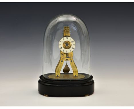 An engraved French 'Crystal Palace' skeleton clock by Pierret a Paris, 19th century, 8 day movement with silk suspension and 