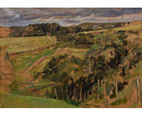 Percy Horton (British, 1897-1970), Sussex landscape in late summer, oil on canvas, unsigned, 19½ x 26½in. (49.5 x 67.3cm.), i