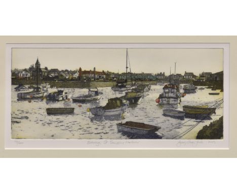 Barry Owen Jones, RWS, RE (British, 1934-2018), 'Evening, St Sampsons Harbour', coloured etching, signed, inscribed and numbe