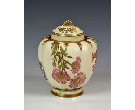 A Royal Worcester jar and cover for Stonier &amp; Co., Liverpool, 'The Stuart', late 19th century, purple printed factory mar