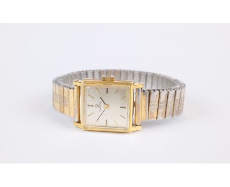 A ladies 18ct gold Omega wristwatch, c.1963, with cal. 483 17 jewel manual wind movement, no. 20109507, 15.5mm. square silver