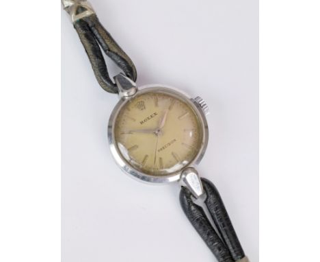 A ladies Rolex Precision stainless steel manual watch, ref. 9300, no. 396511, 1950s, with cal. 1310 17 jewel movement, silver