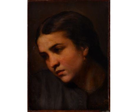 Attributed to Andreas Ziegler (German, 1815-1893), Portrait of a Young Woman, oil on canvas, signed "Ziegler" lower right and