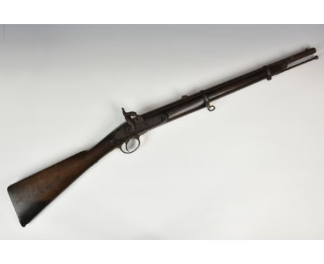 A .577 Volunteer Enfield 2 Band Percussion rifle by Hollis & Heath, 40in. (101.6cm.) long overall, barrel 24 1/8in. (61.3cm),
