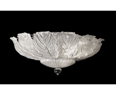 An impressive Murano clear glass ceiling lamp, second half 20th century, the circular lamp formed from overlapping clear and 