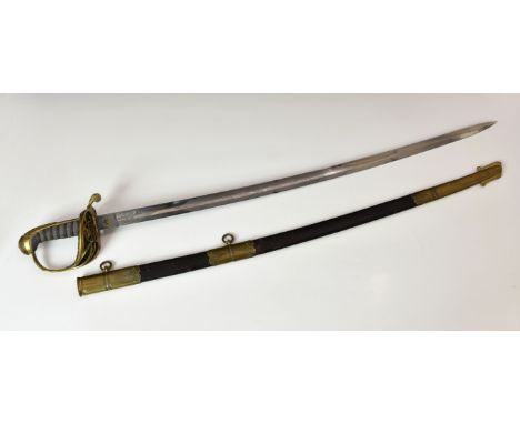 A George IV 1822 Pattern Infantry Officer's sword, the part fullered etched blade with 'VR' cypher, ricasso named for 'Hill B