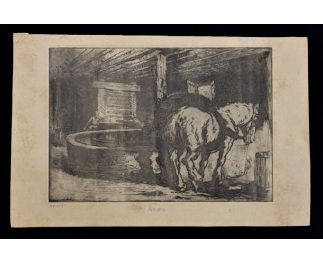 Alfred George Wright (British, 1875-1951), "Cider Press" Etching, signed in pencil "A. G. Wright" lower left and titled centr